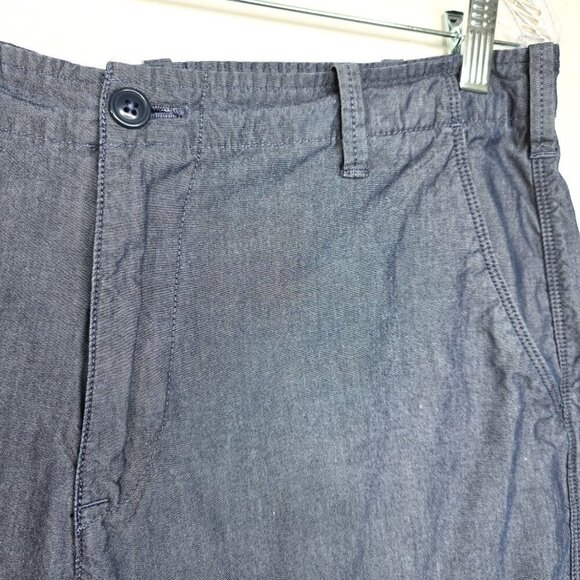 Express Dark Blue Chambray 33x10 Flat Front Chino Shorts - Picture 3 of 6